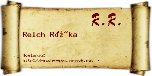 Reich Réka névjegykártya
